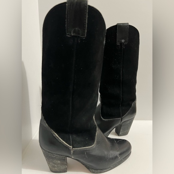 Vintage Black on Black All Leather Cowboy Boots - Size 8 - Picture 9 of 14